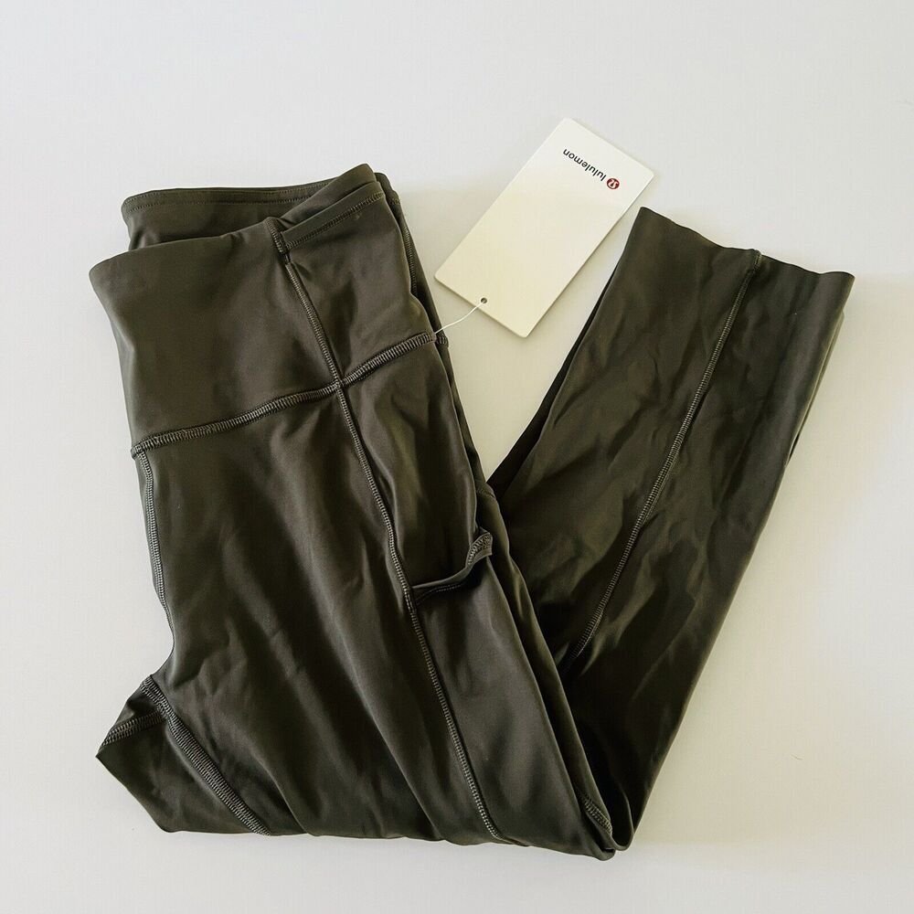LULULEMON ATHLETICA Solid Dark Olive F & F HR Crop 19" Leggings - US 6